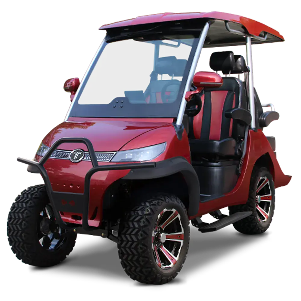 TARA T3 2+2 Lifted electric golf cart in Flamenco Red