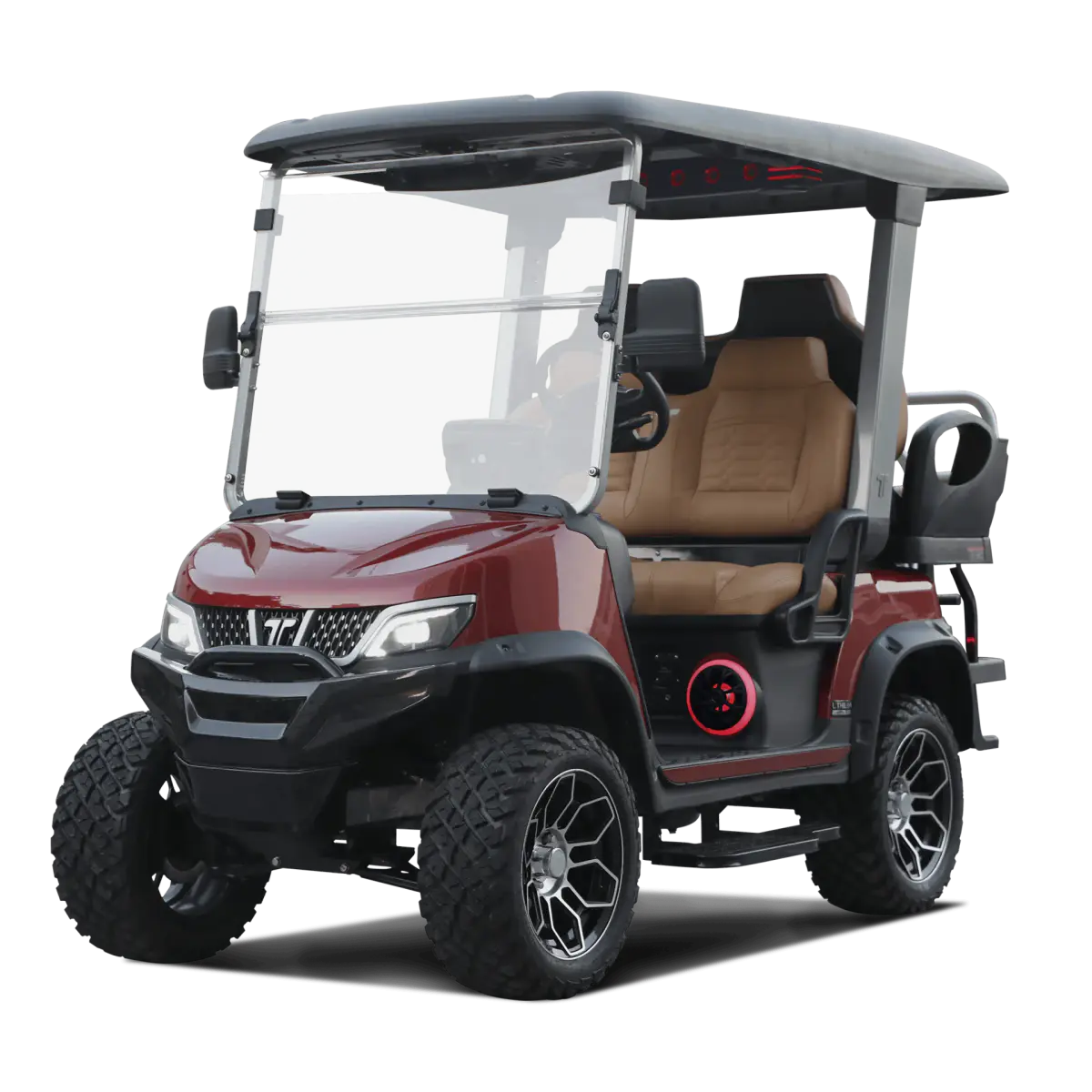 TARA Explorer 2+2 electric golf cart in Flamenco Red