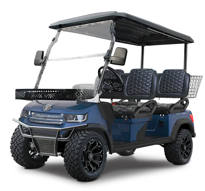 TARA Lander 4 electric golf cart in Mediterranean Blue