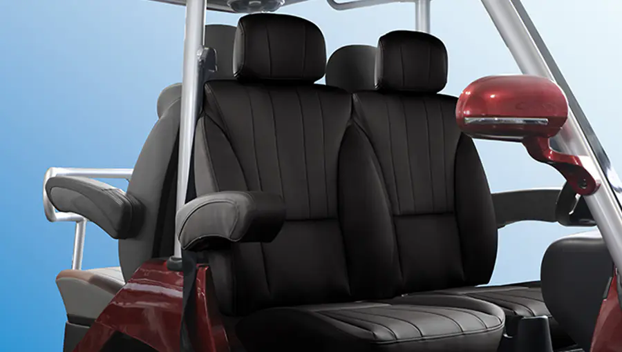 Spacious and ergonomic luxury seats in Tara T3 2+2 golf cart
