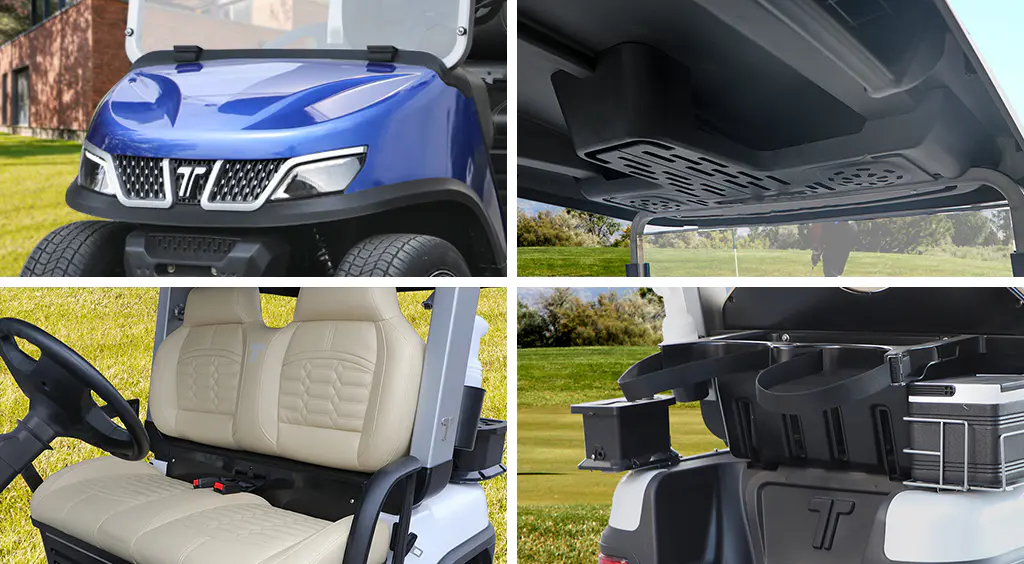TARA Spirit Plus electric golf cart – premium seating and cabin detail