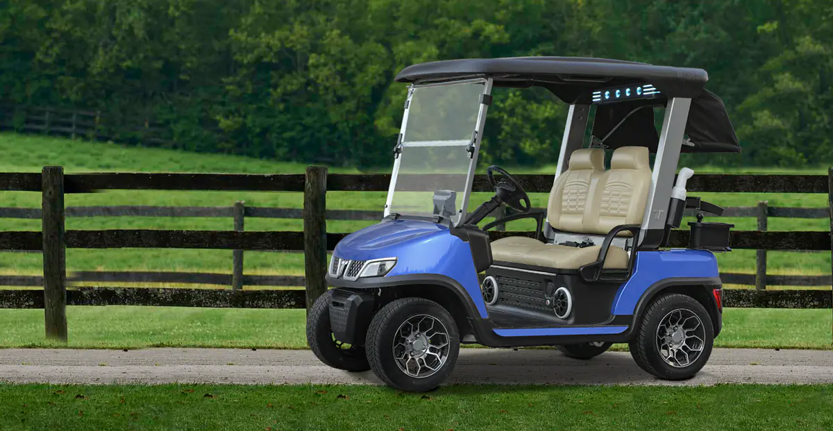 TARA Spirit Plus electric golf cart parked on the course
