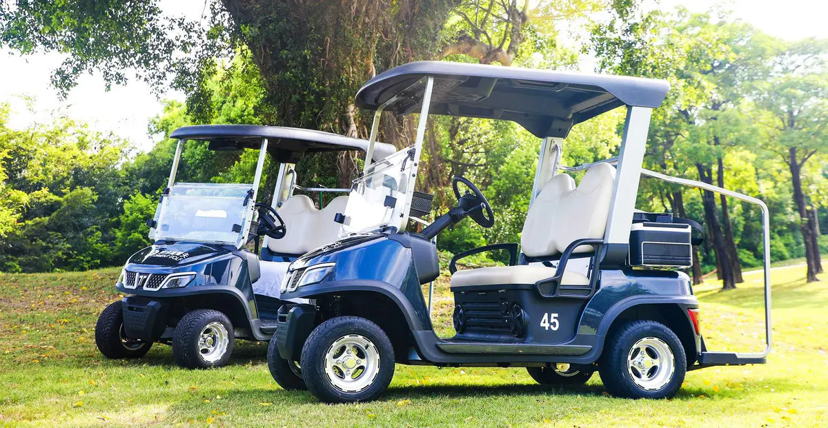 Aluminum frame structure on a Tara electric golf cart