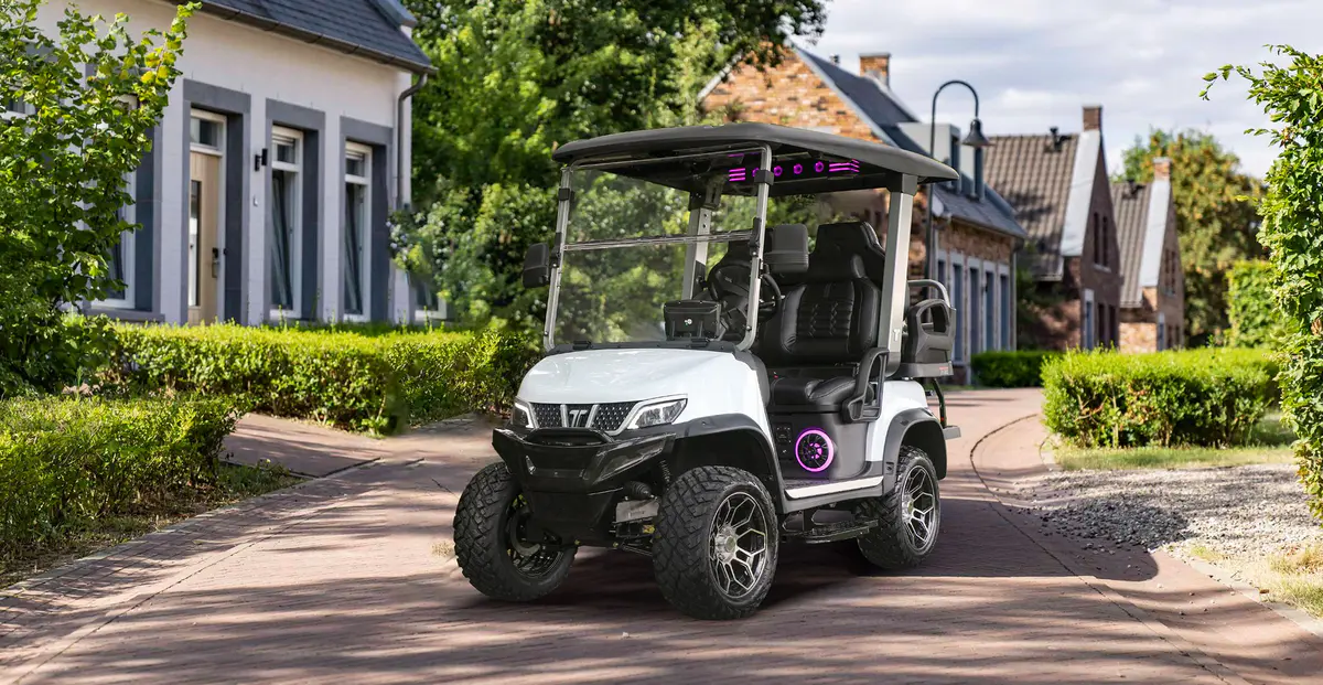 TARA Explorer 2 plus 2 electric golf car on course