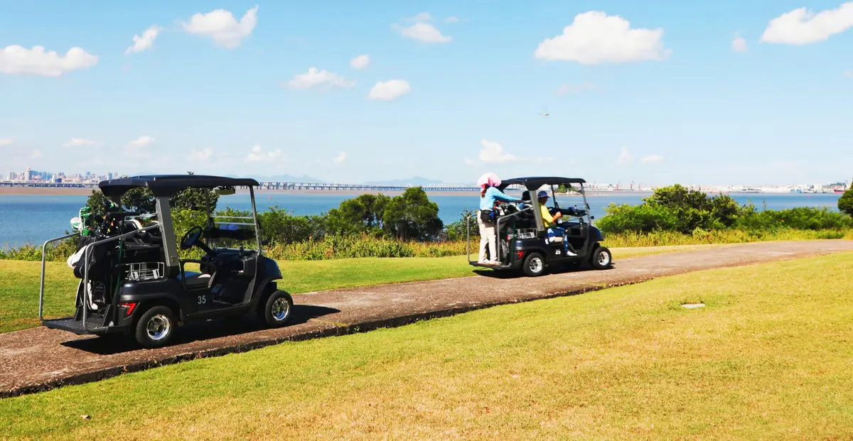 Tara Harmony Golf Cart Driving on Golf Course