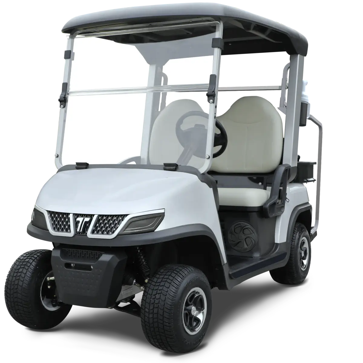 TARA Harmony electric golf cart with caddie stand in White