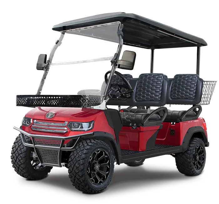 TARA Lander 4 electric golf cart in Flamenco Red
