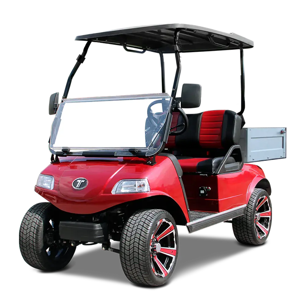 TARA Turfman 450 electric utility vehicle in Flamenco Red