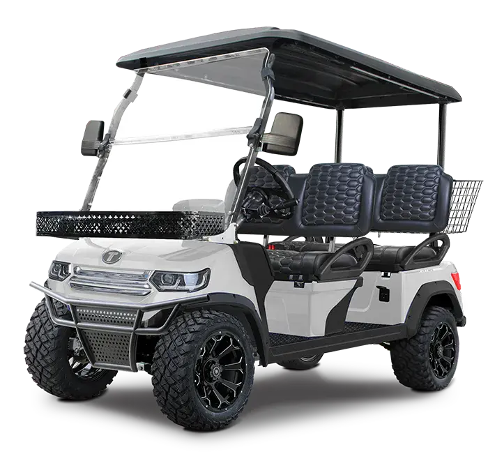 TARA Lander 4 electric golf cart in Mineral White