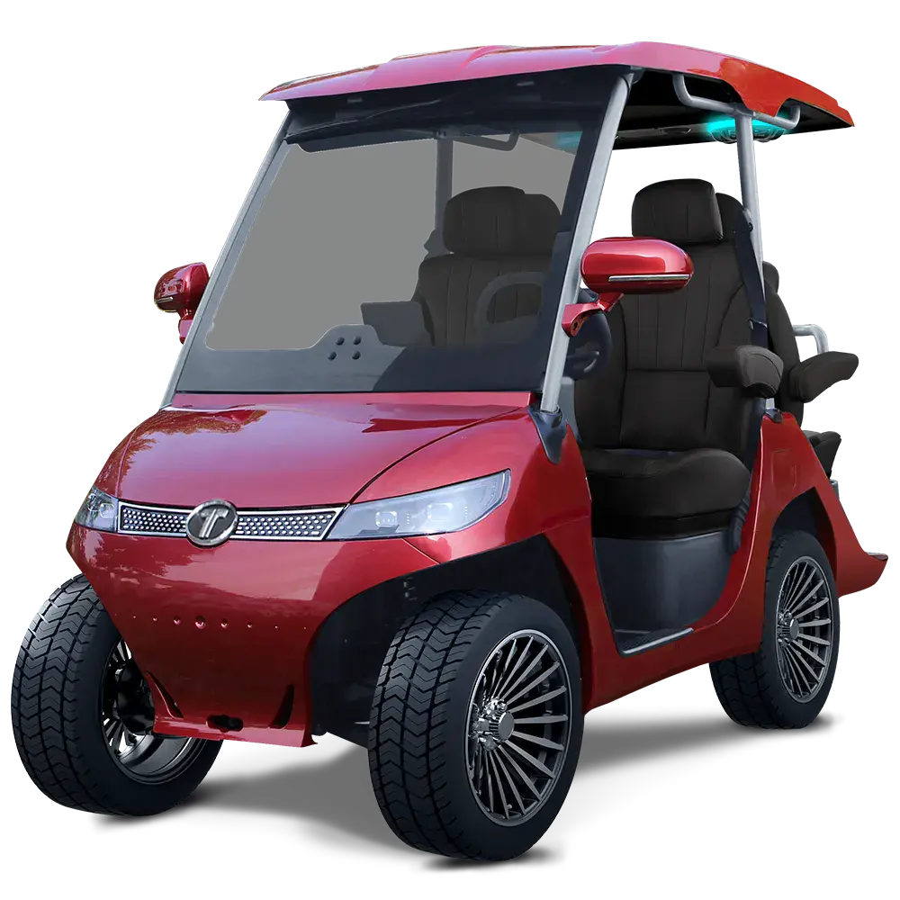 TARA T3 2+2 electric golf cart in Flamenco Red